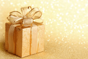 Gift on a gold background